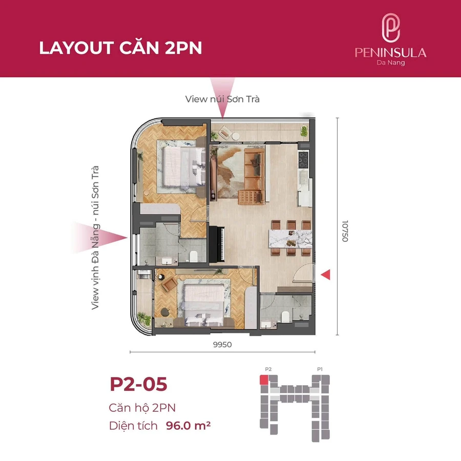 Bán căn 2PN 96m2 Peninsula Da Nang, Đà Nẵng, 6,8 tỷ - Ảnh thu nhỏ 3