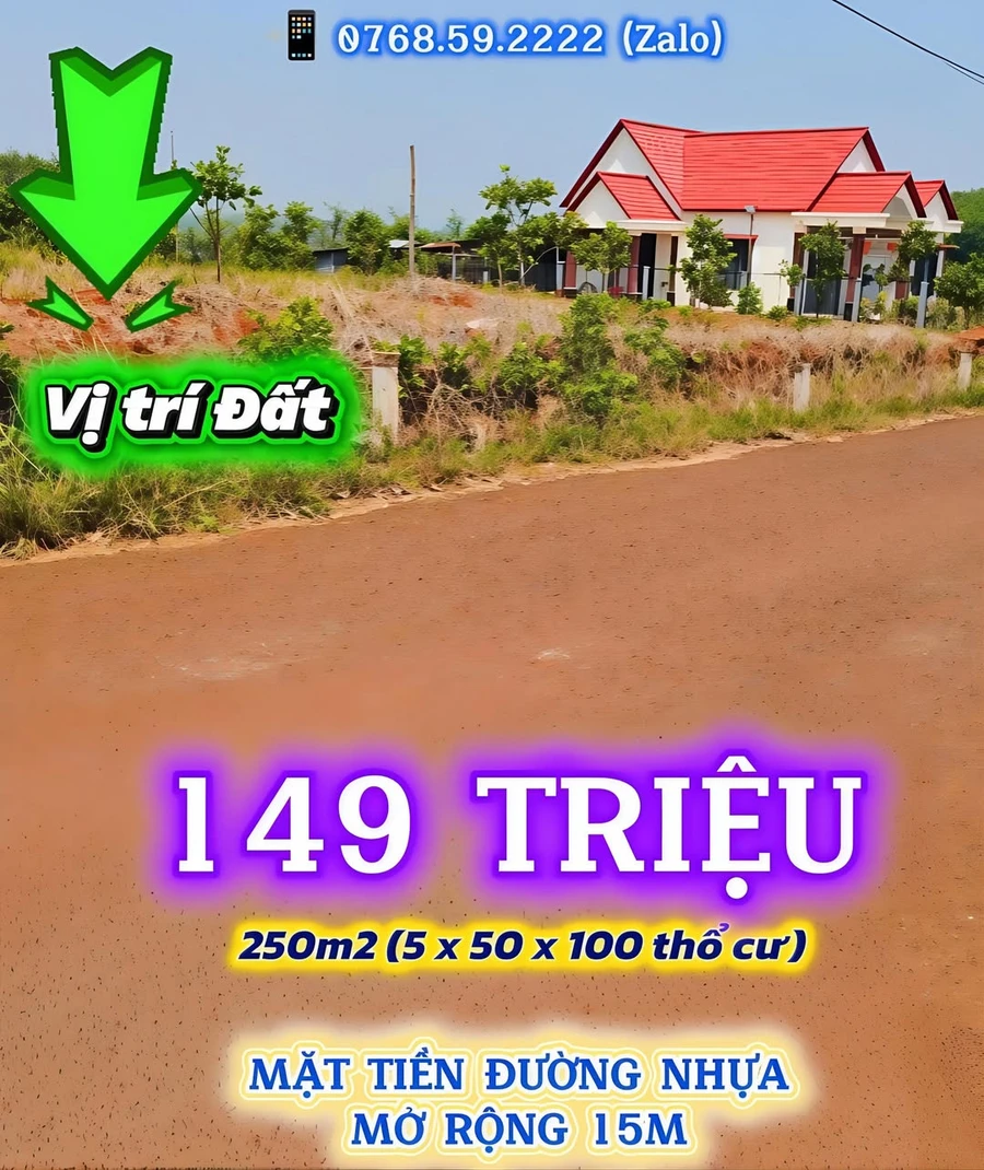 Bán đất 250m2 mặt đường 15m tại Lộc Quang, Bình Phước - 149 triệu - Ảnh 1