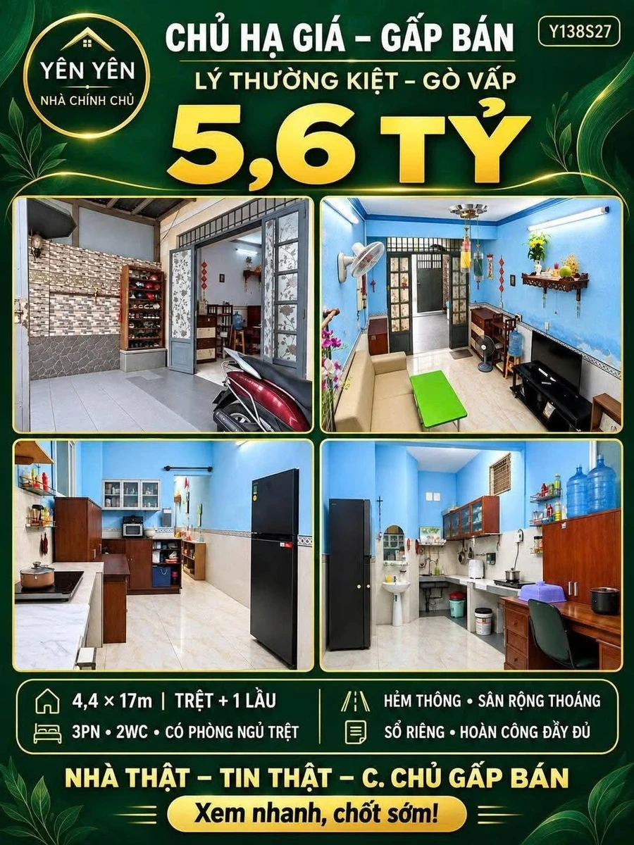 Nhà 2 tầng 3PN Lý Thường Kiệt Gò Vấp 5.6 tỷ - Ảnh 1