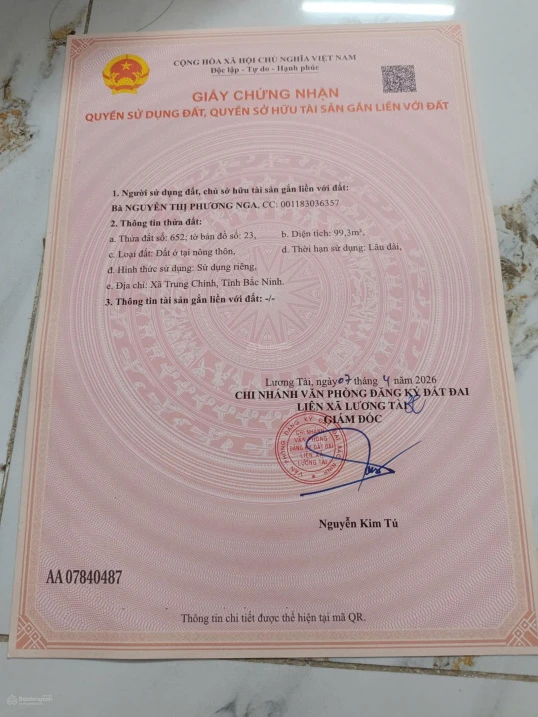 Cần bán gấp lô đất chính chủ gửi tại Đào Xá, Trung Chính, Bắc Ninh - Ảnh thu nhỏ 3