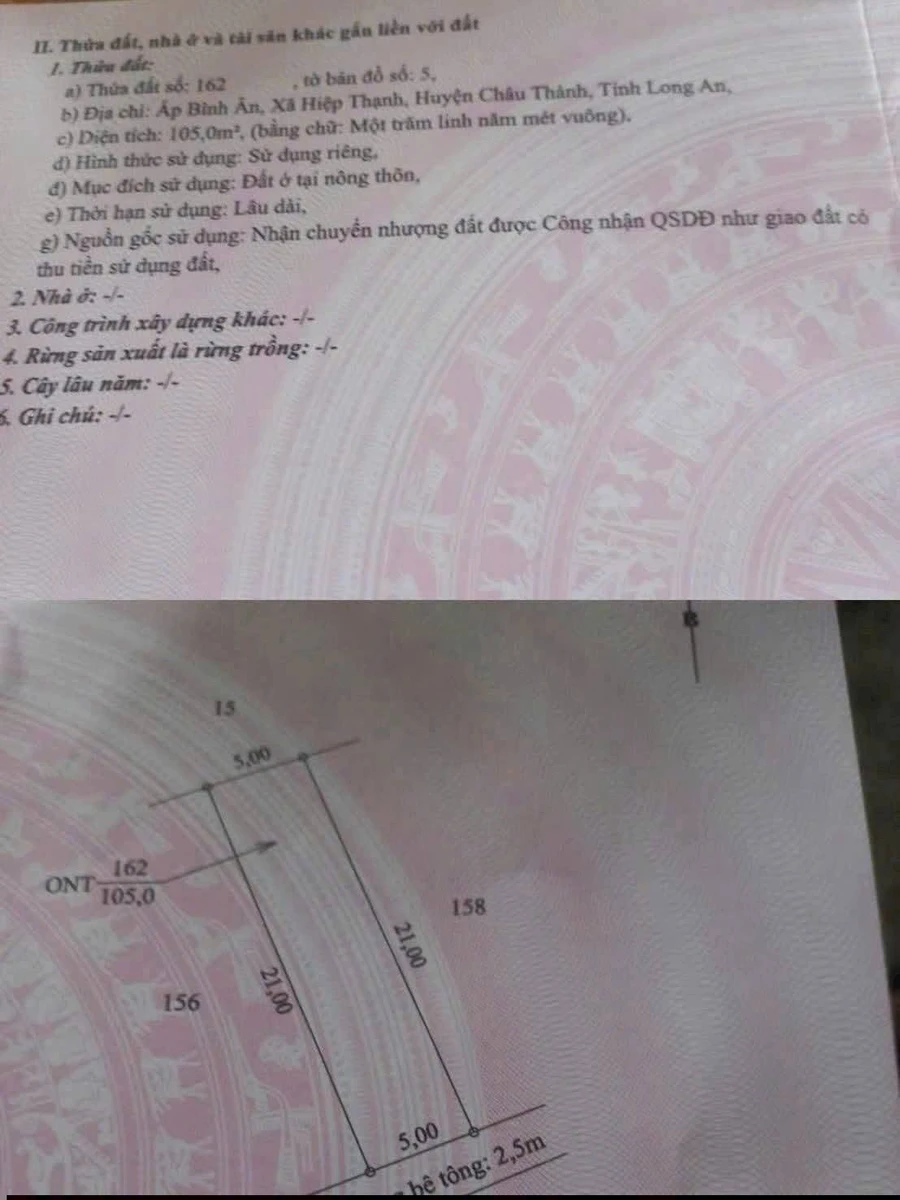 Bán đất thổ cư 100m² Hiệp Thạnh, Châu Thành, Long An - Ảnh thu nhỏ 2