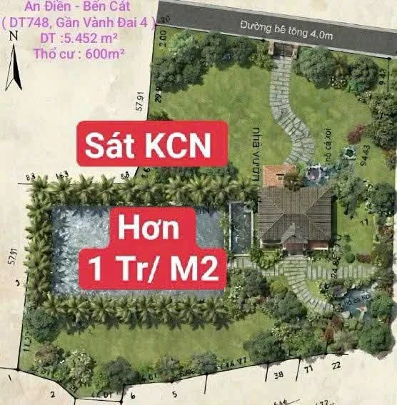 Bán đất 5.452m² An Điền Bến Cát, 10,5 tỷ - Ảnh thu nhỏ 2