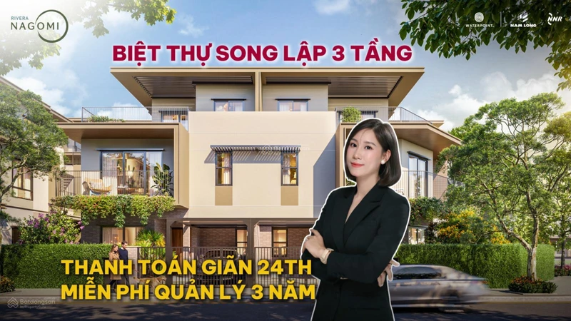 Hiếm | Biệt thự Song lập 3 tầng Rivera Nagomi 7.5 tỷ | Thanh toán giãn 24th, Miễn 3 năm phí quản lý