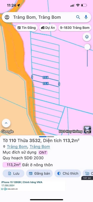 Bán đất nền sổ riêng Trảng Bom Bình Dương 110m2
