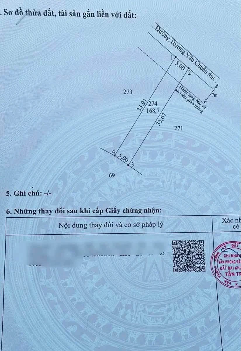 Bán đất thổ cư mặt tiền đường Trương Văn Chuẩn, 168,7m2, giá 480 triệu, Tân Trụ - Ảnh thu nhỏ 2