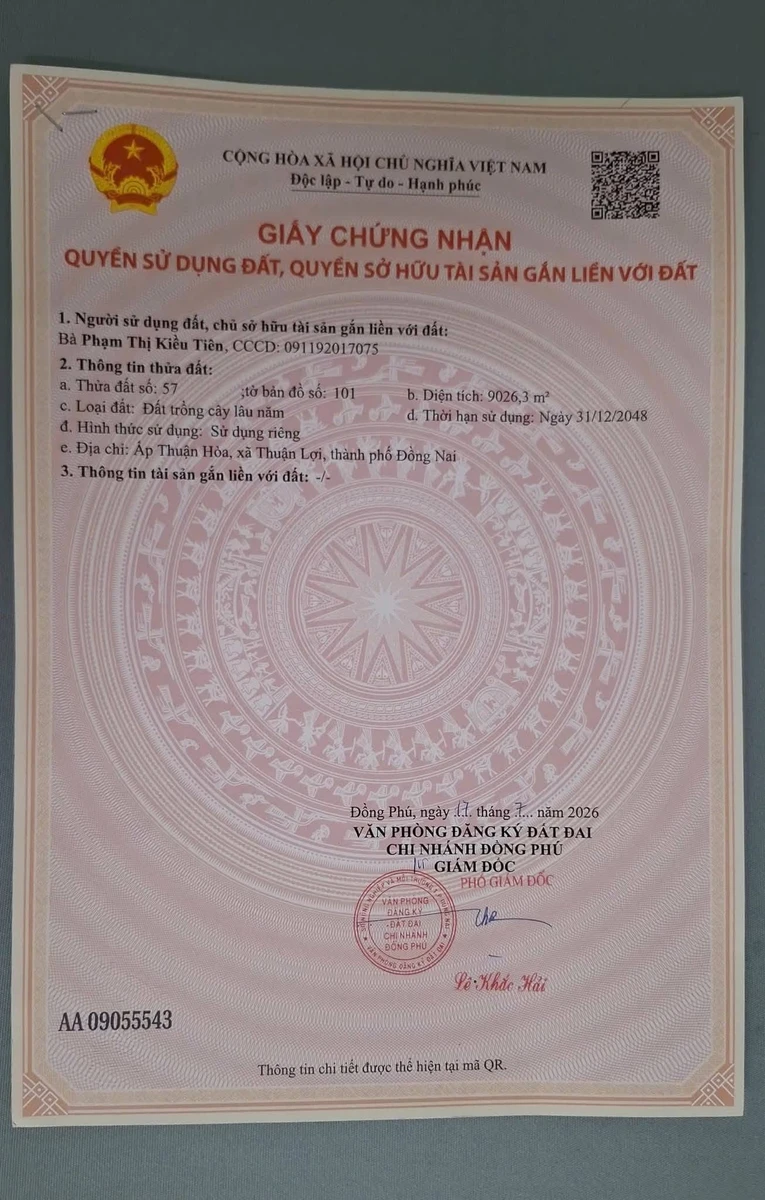 Bán đất 9.026m² Thuận Lợi, Đồng Phú giá 1 tỷ 150 - Ảnh thu nhỏ 2
