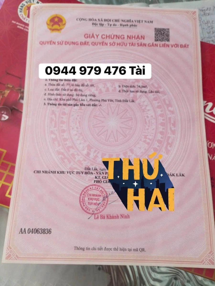 Bán đất hẻm 75m² Nguyễn Văn Linh, Phú Yên, 870 triệu - Ảnh thu nhỏ 2