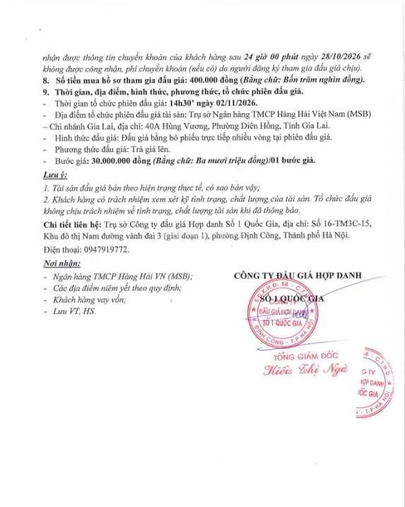 Thông báo bán đấu giá QSD đất tại Phường Hội Phú, tỉnh Gia Lai - Ảnh 1
