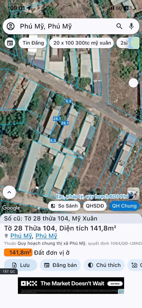 Bán lô đất mặt tiền Mỹ Xuân 5,5x26m 143m² 1 tỷ - Ảnh 1