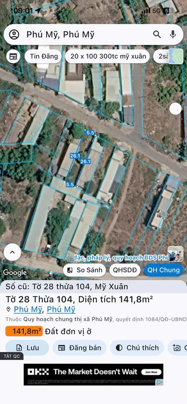 Bán lô đất mặt tiền Mỹ Xuân 5,5x26m 143m² 1 tỷ