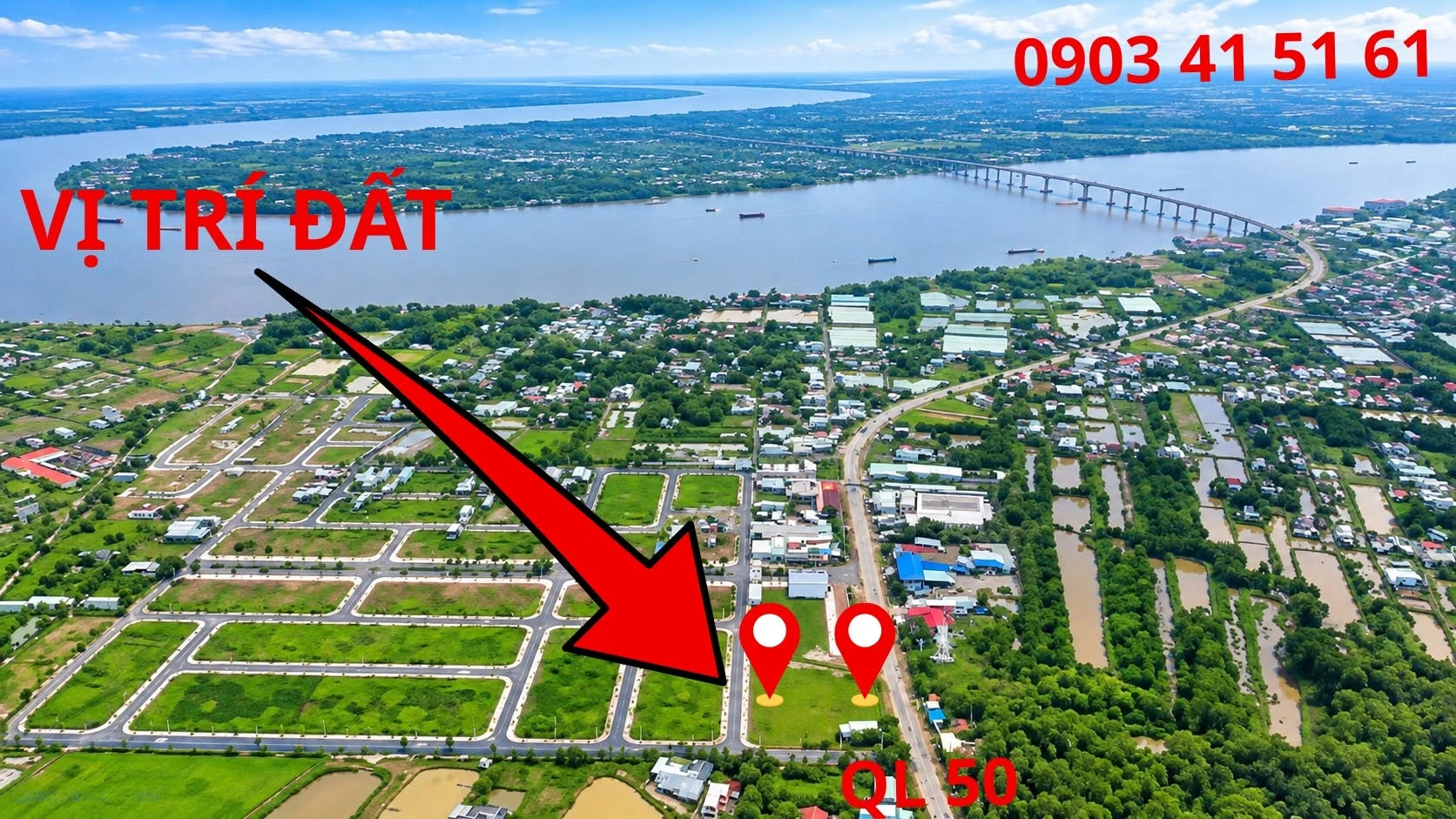 Bán 2 lô đất mặt tiền Quốc Lộ 50, 138 m2, Cần Đước, Long An - Ảnh 1