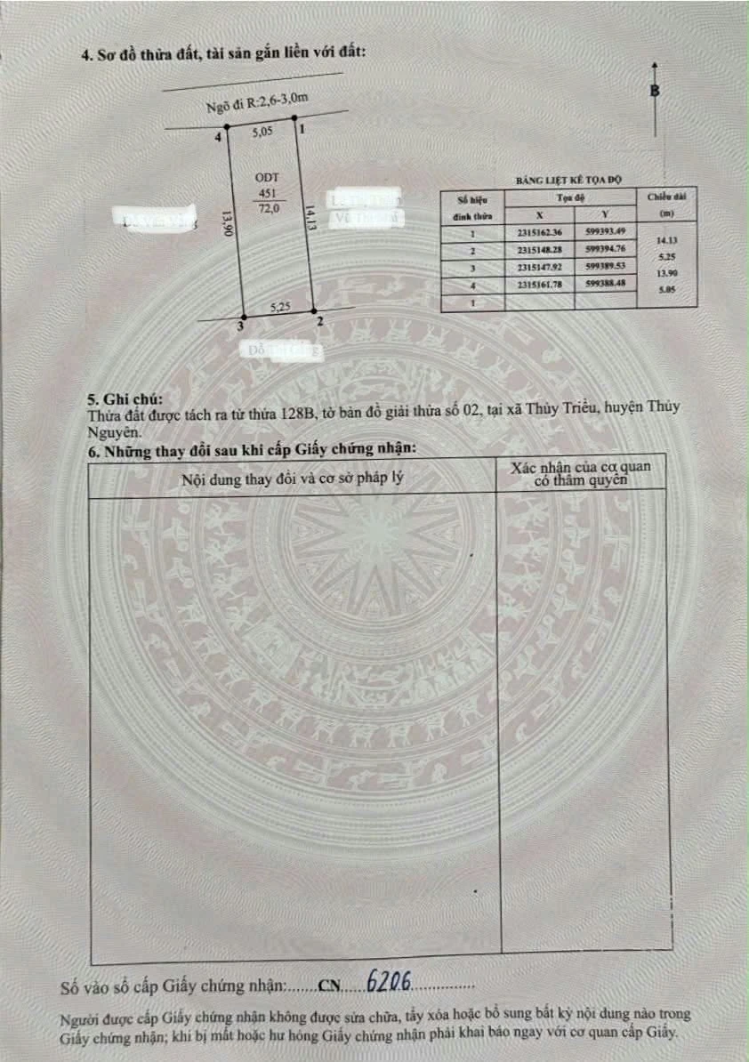 Bán lô đất Thuỷ Triều 72m2, mặt tiền 5m, 1.2 tỷ - Ảnh 1