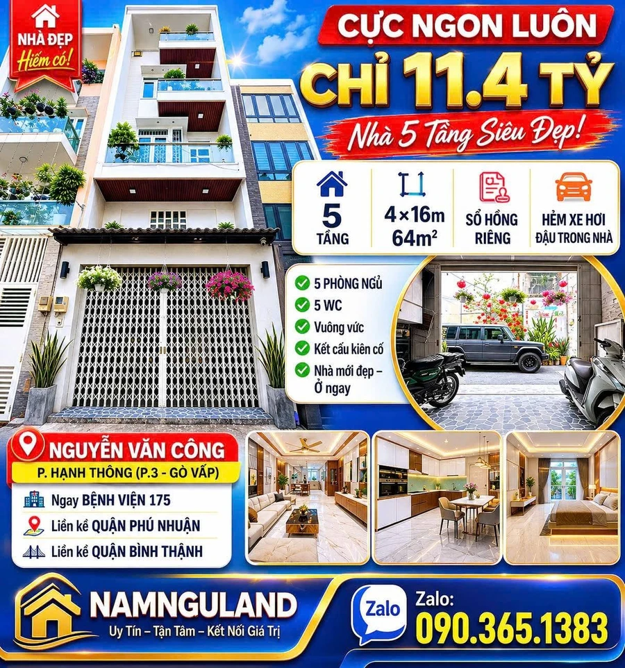 Bán nhà 5 tầng 64m² 5PN 5WC phố Phú Nhuận 11.4 tỷ - Ảnh 1