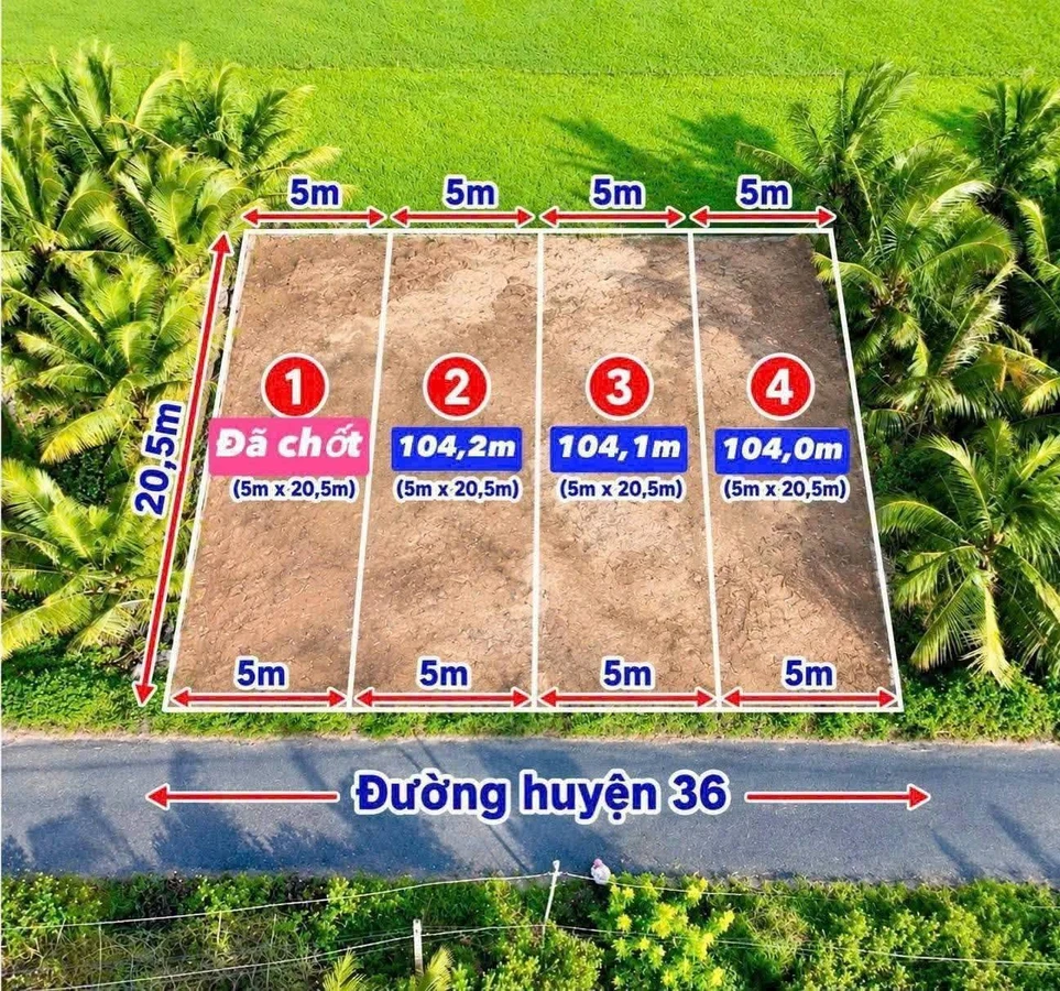 Bán lô nhựa 104m² Tân Long Hội Mang Thít Vĩnh Long 299 triệu - Ảnh thu nhỏ 2