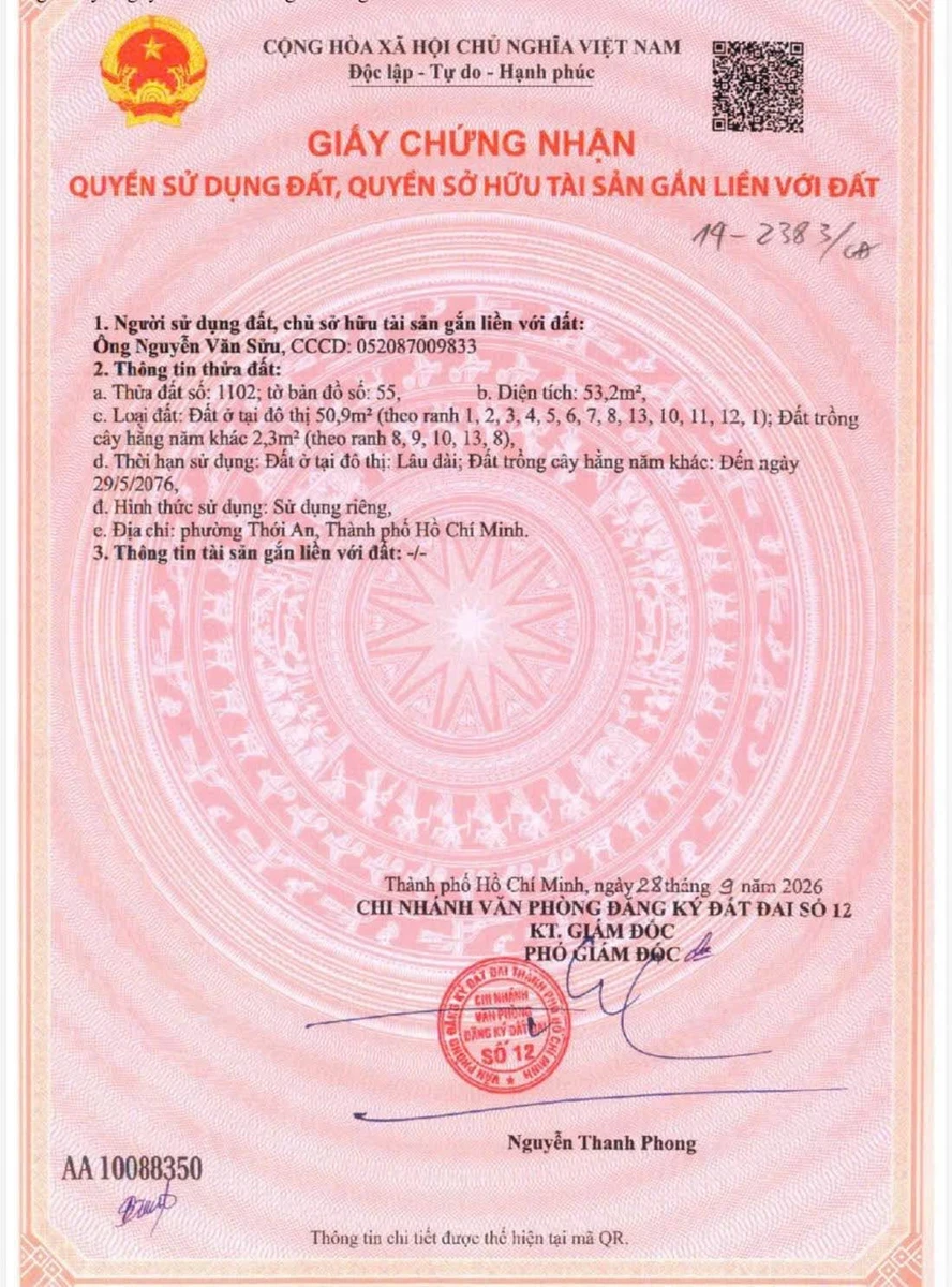Bán đất sổ riêng 51m2 Hà Huy Giáp Quận 12, 1 tỷ 850 triệu - Ảnh thu nhỏ 3