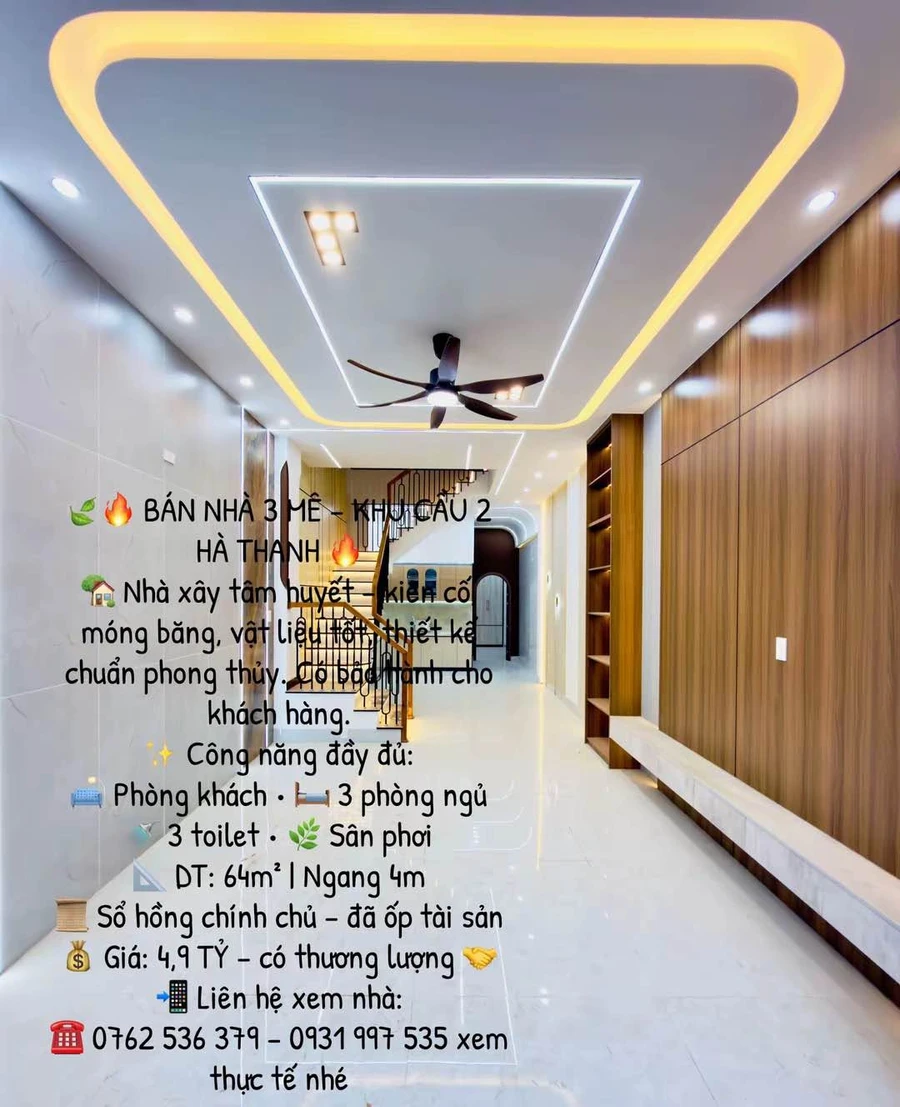 Bán nhà 3 mê 64m² Cầu 2 Hà Thanh 4.9 tỷ - Ảnh 1