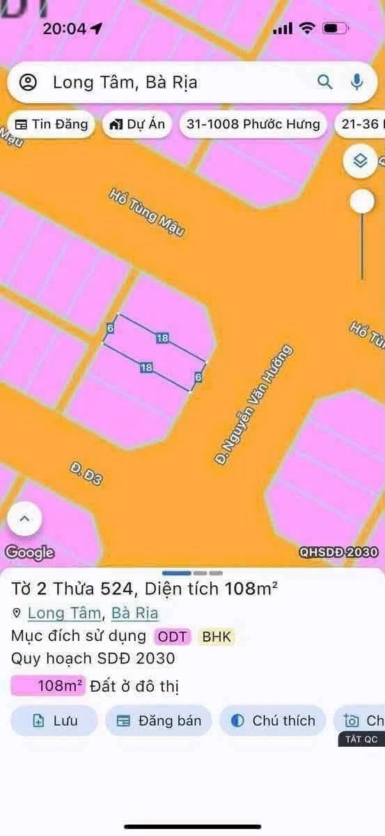 Bán đất mặt tiền Nguyễn Văn Hưởng 6x18m, Long Tâm, TP Bà Rịa, giá 3,45 tỷ - Ảnh thu nhỏ 3