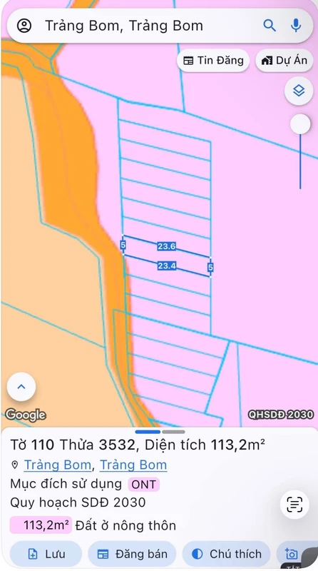 Bán đất nền Phường Trảng Bom 115m² 1 tỷ 80