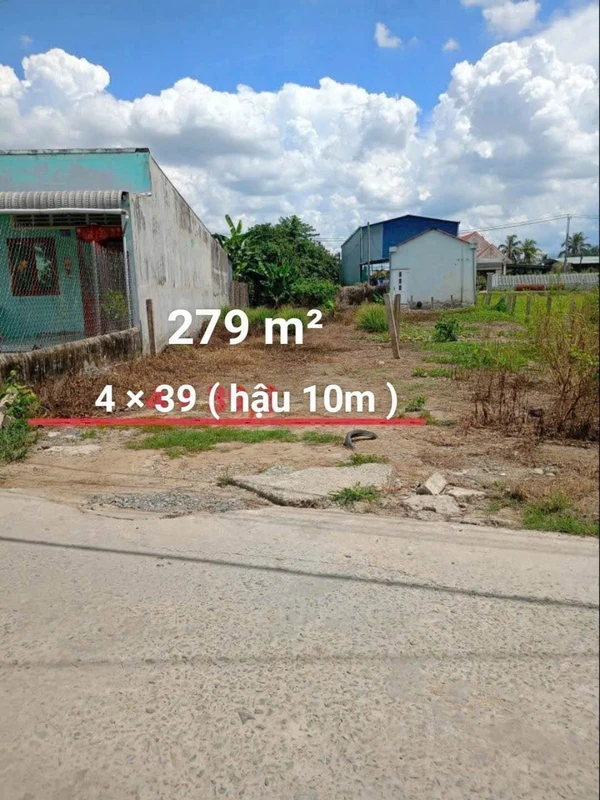 Bán đất hẻm 279m² Châu Thị Kim, Tân An, Tiền Giang 1,9 tỷ