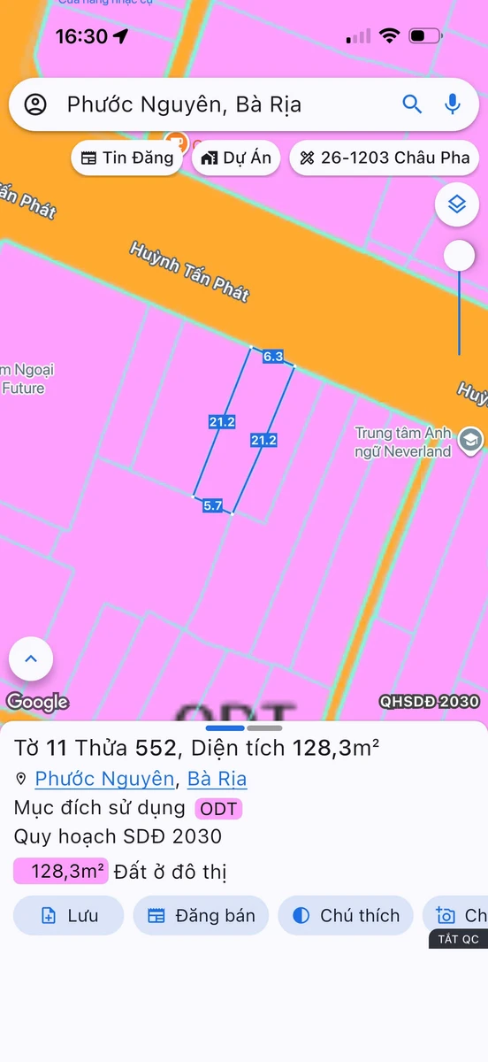 Bán lô đất mặt tiền kinh doanh Huỳnh Tấn Phát, Bà Rịa, 132m² - Ảnh thu nhỏ 2