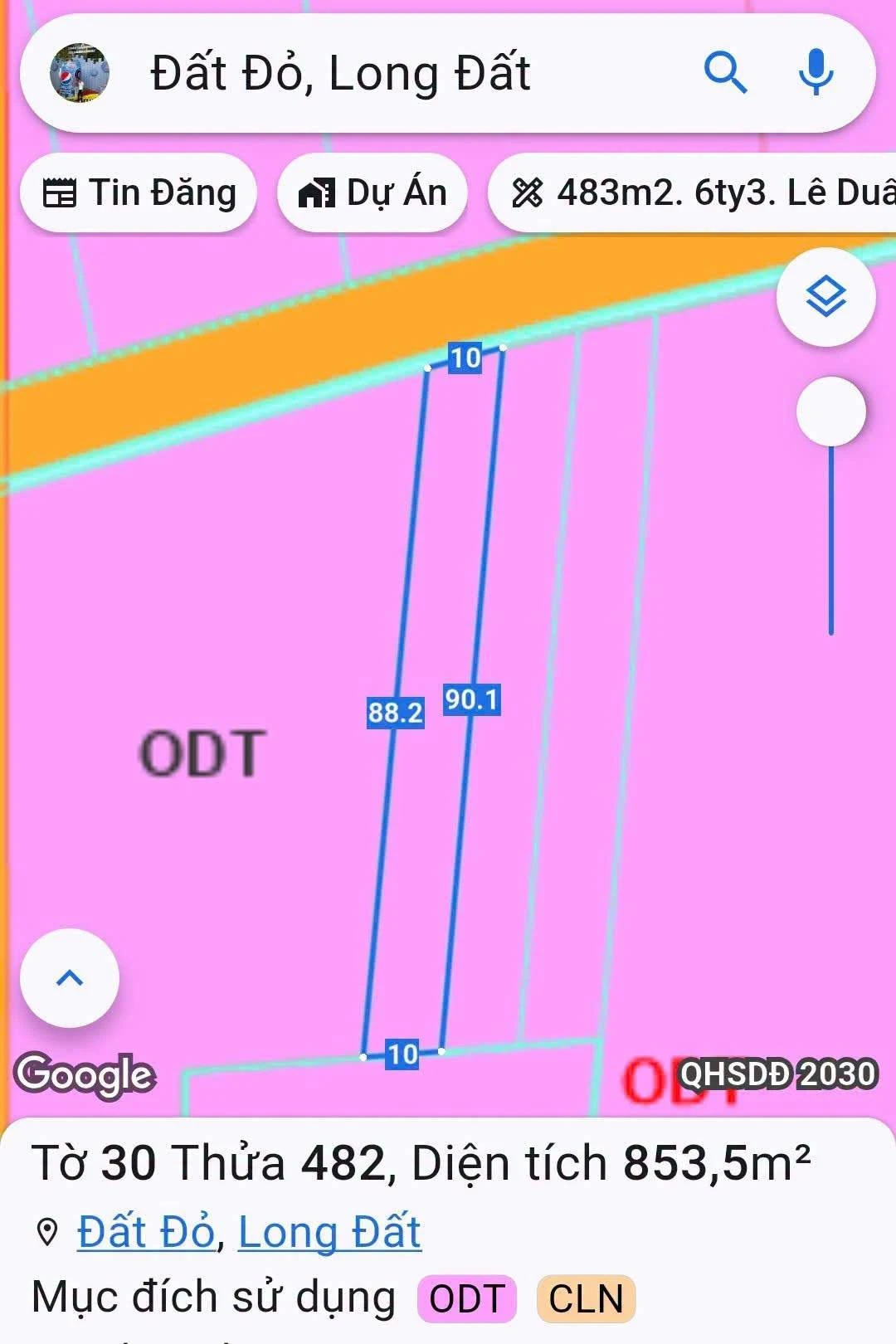 Bán lô đất 854m2 mặt tiền Đoàn Trung Còn, Đất Đỏ 2,35 tỷ - Ảnh 1