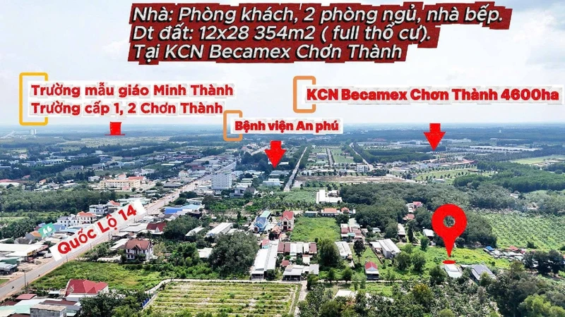 Nhà vườn 2PN bán tại Chơn Thành, Bình Dương, 384m2, 1.5 tỷ