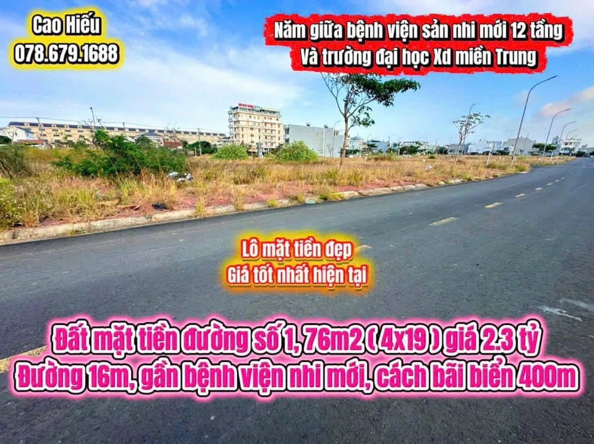 Bán đất mặt tiền 76m2 ở Tuy Hoà 2,3 tỷ - Ảnh 1