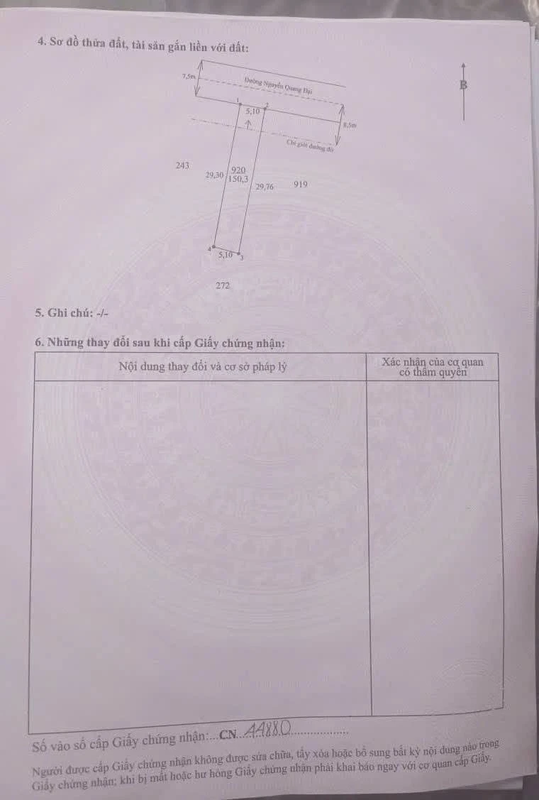 Bán đất mặt tiền Nguyễn Quang Đại 5,1x30m, 1,15 tỷ - Ảnh thu nhỏ 2