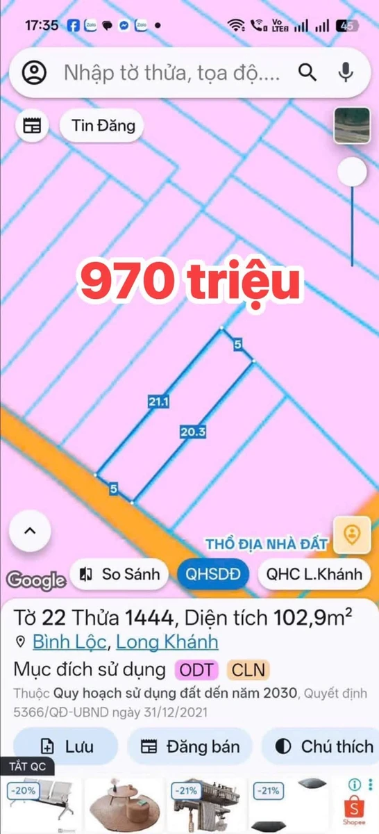 Bán đất nền 5x20m sổ riêng thổ cư 100% giá 970 triệu phường Bình Lộc - Ảnh thu nhỏ 3