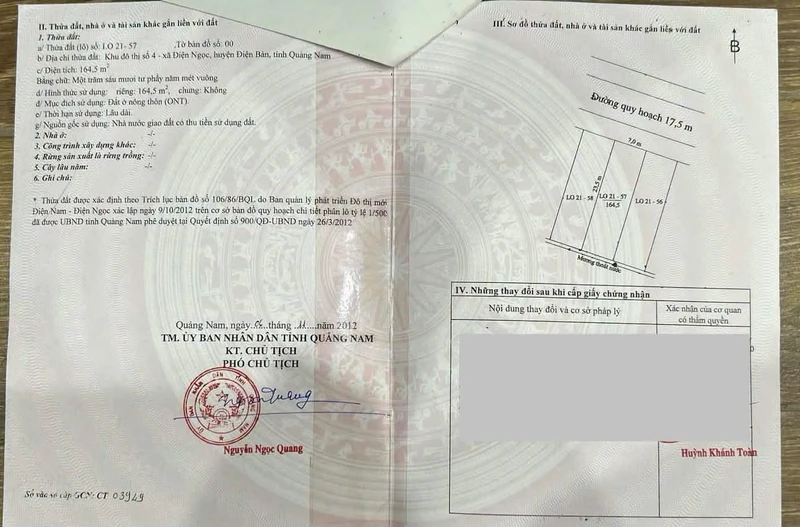 Bán lô đất 164.5m2 khu đô thị Điện Ngọc Đà Nẵng