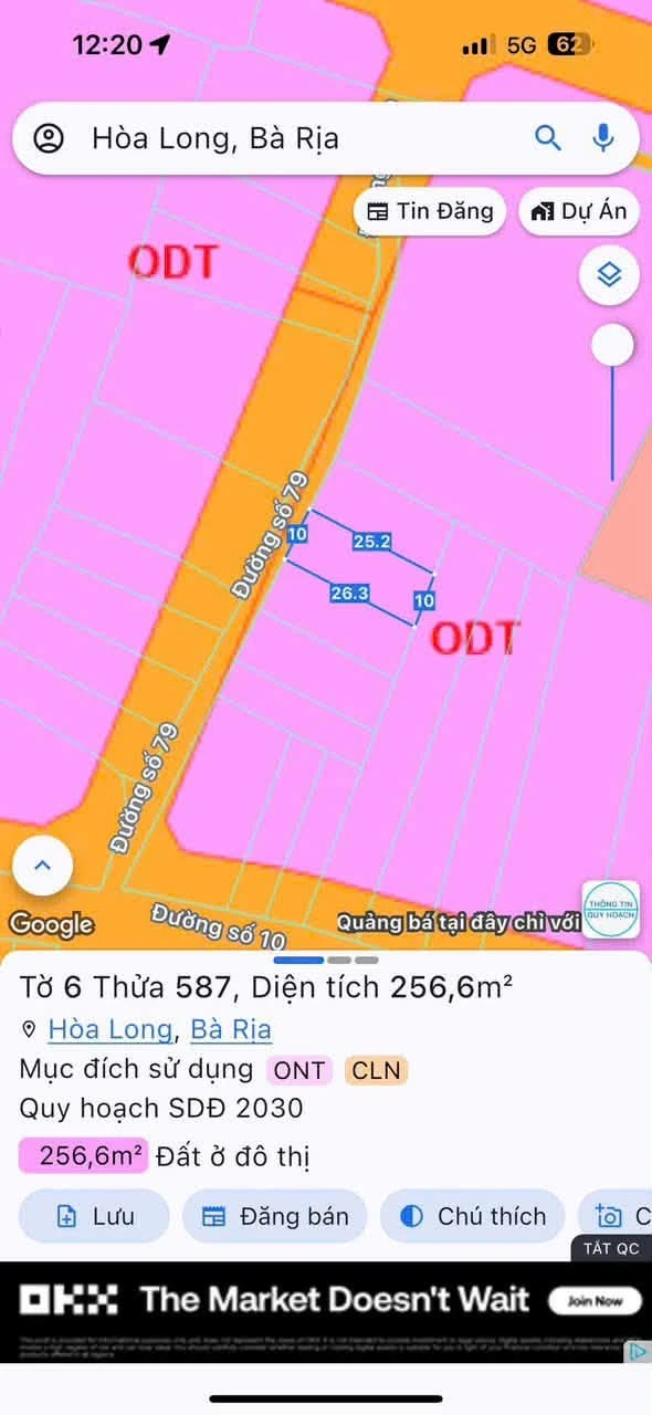 Bán lô đất biệt thự 265m² Xã Hoà Long, Bà Rịa - 2 tỷ 250 - Ảnh 1