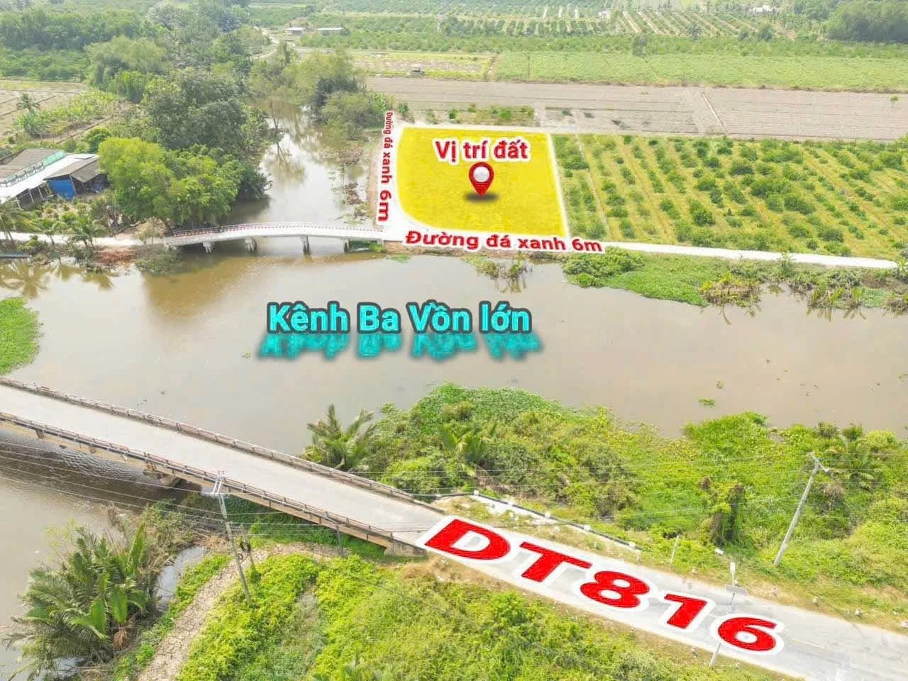 Bán đất thổ cư 110m² mặt tiền kênh Ba Vồn Lớn, Bến Lức, Long An - Ảnh 1