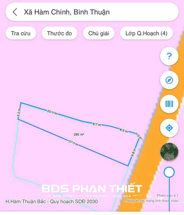 Bán đất mặt tiền Hàm Chính 284.6 m² ở Phan Thiết