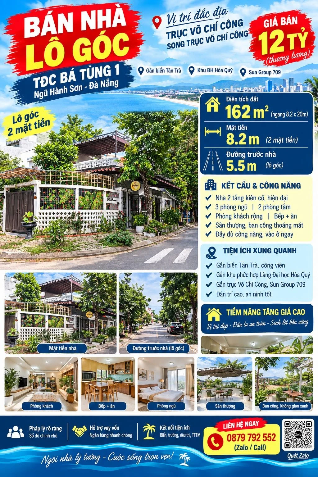 Bán nhà lô góc 162m² Bá Tùng 1, Ngũ Hành Sơn - Ảnh 1
