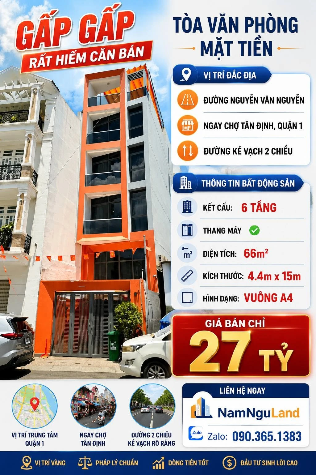 Bán tòa VP mặt tiền Nguyễn Văn Nguyễn, 66m², Quận 1 - Ảnh 1