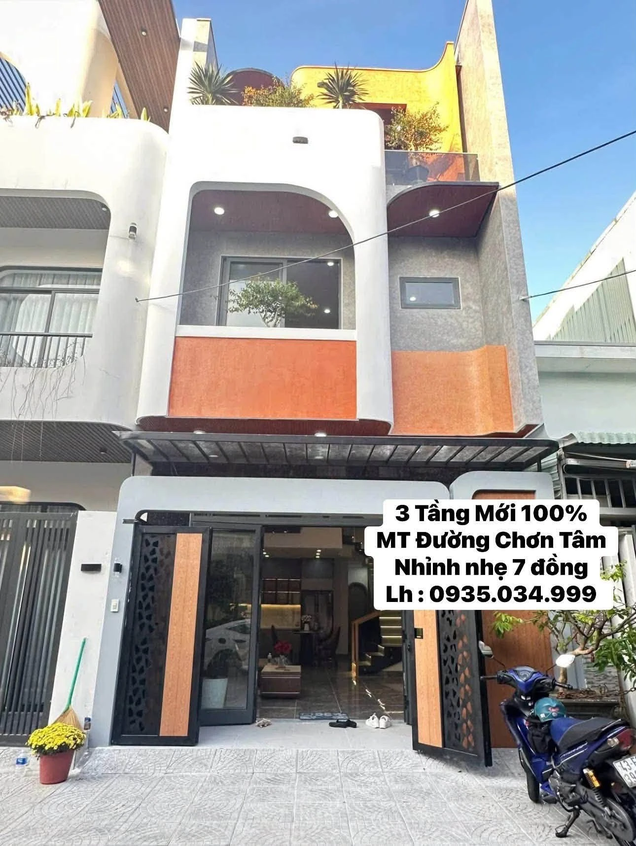 Bán nhà 3 tầng mặt tiền Chơn Tâm 76.5m2, 3PN 4WC, full nội thất - Ảnh 1