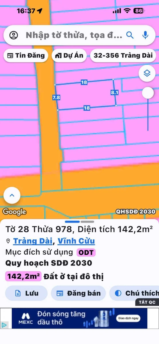 Bán lô đất thổ cư 140m² Kp3 Trảng Dài, Đồng Nai - Ảnh 1