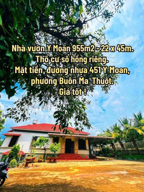 Bán nhà vườn 955m² 12.2 tỷ Buôn Ma Thuột
