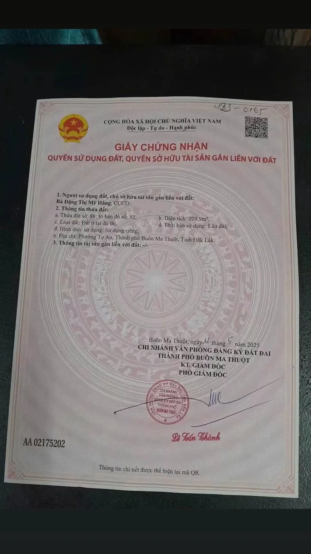 Bán đất thổ cư 100% 7x30m Trần Quý Cáp 4,5 tỷ - Ảnh 1