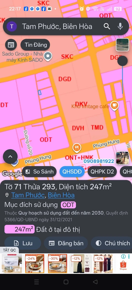 Bán đất lô góc 2 mặt tiền 10x22m khu Sado, phường Tam Phước, Đồng Nai - Ảnh thu nhỏ 2