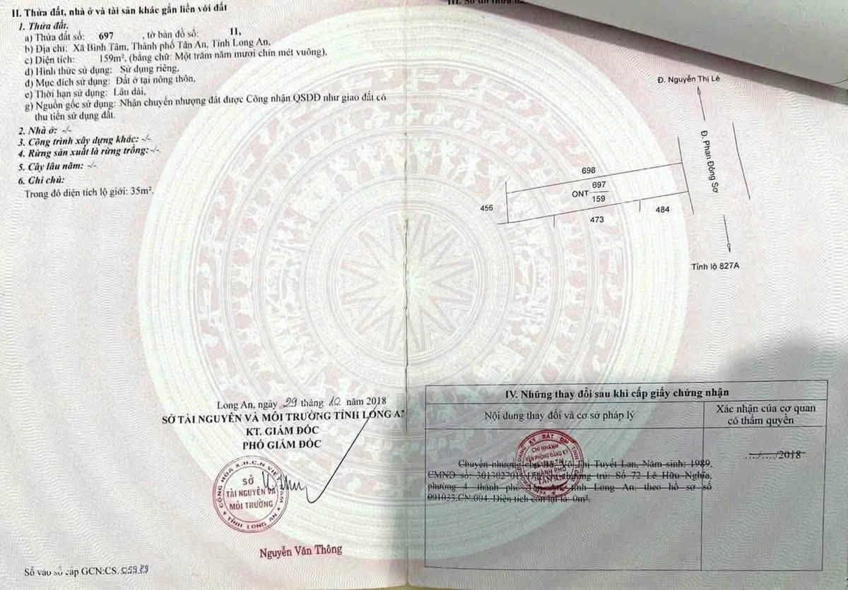 Bán lô đất thổ cư mặt tiền Phan Đông Sơ, Tây Ninh, 155m2 - Ảnh thu nhỏ 3