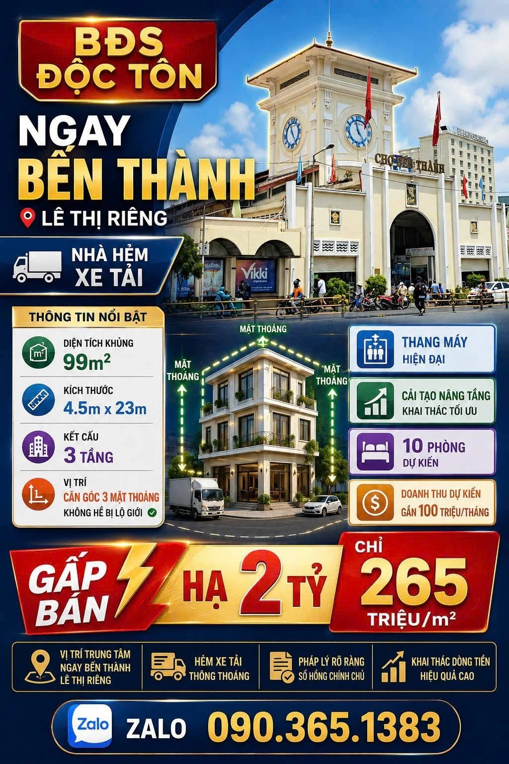 Bán nhà 3 tầng 98.9m² ngay Chợ Bến Thành Quận 1 - 26.5 tỷ - Ảnh 1