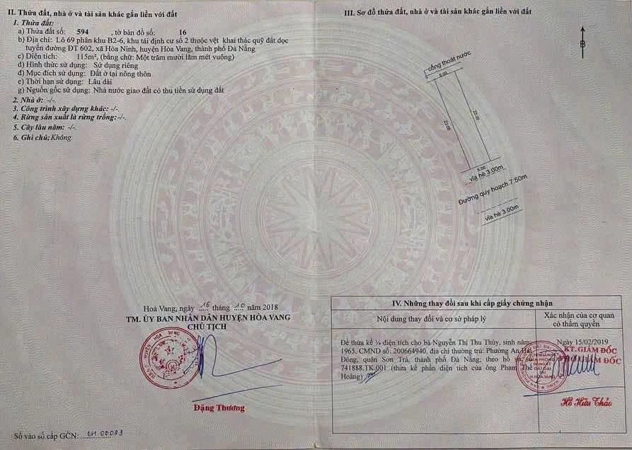 Bán đất TĐC Hoà Ninh 2 115m2, 1 tỷ 6 Đà Nẵng - Ảnh 1