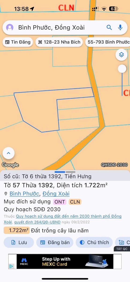 Bán đất 1.722 m² mặt tiền 9m Bình Dương - Ảnh thu nhỏ 2