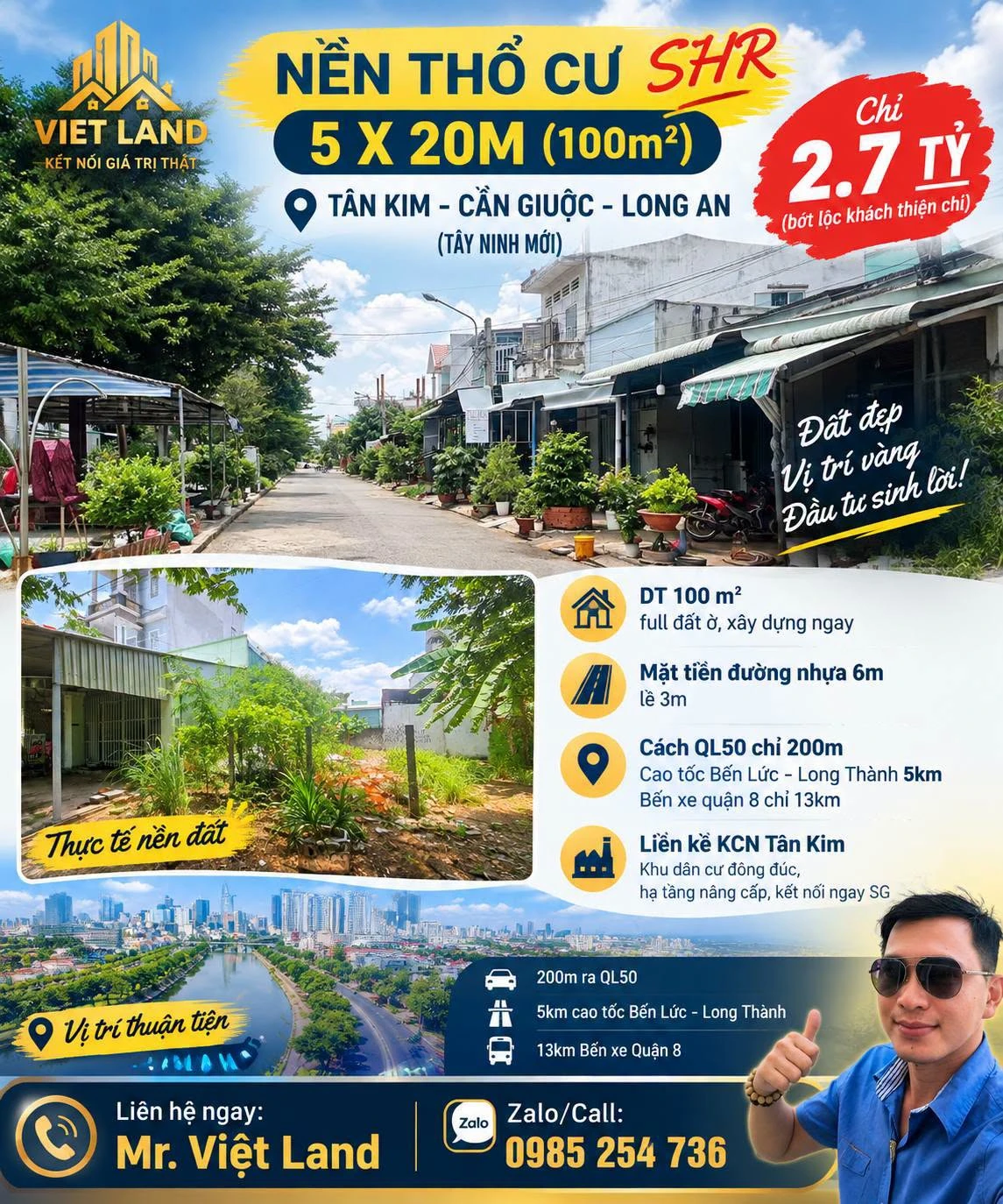 Bán nền đất SHR 100m² Tân Kim Cần Giuộc 2,7 tỷ - Ảnh 1