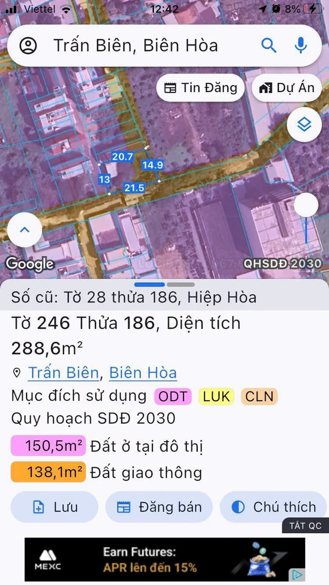 Bán lô đất góc 288m² Hiệp Hòa, 6,5 tỷ - Ảnh thu nhỏ 2