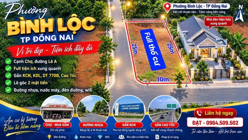 Bán đất thổ cư Bình Lộc, Long Khánh 250m², 2 tỷ