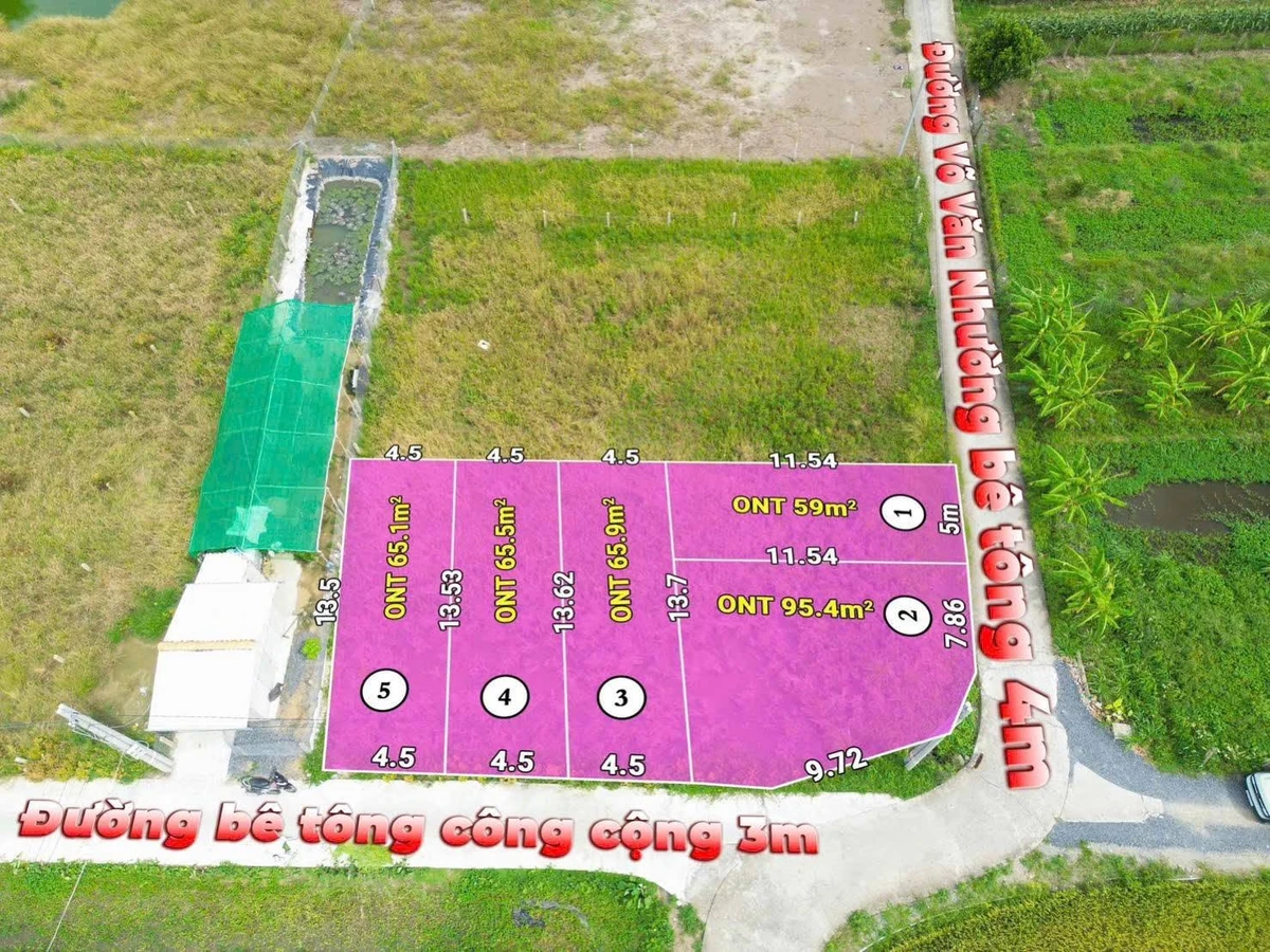 Bán lô đất thổ cư 4,5x14m giá 280 triệu tại xã Vàm Cỏ - Ảnh thu nhỏ 2