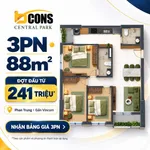 Hot 1 căn 3PN hiếm có trên mặt bằng tầng Bcons Central Park, căn góc B.XX.30 tầng trung, CK 8,5% - Ảnh thu nhỏ 1