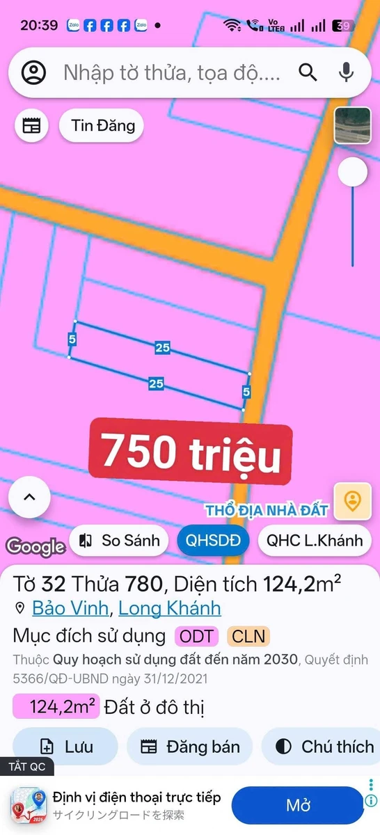 Bán đất nền Bảo Vinh Long Khánh 125m² 750 triệu - Ảnh 1